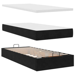 Οθωμανικό κρεβάτι με στρώματα Μαύρο 160x200cm Velvet