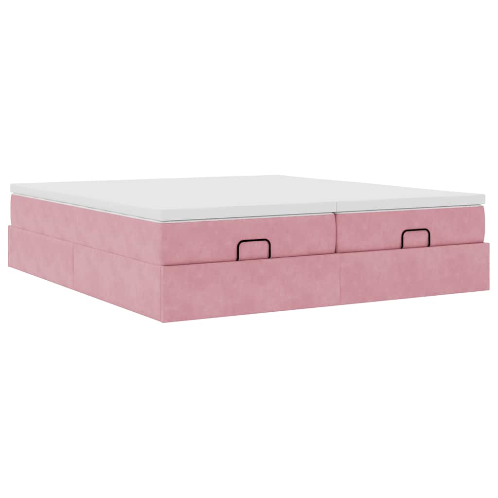 Οθωμανικό κρεβάτι με στρώματα ροζ 160x200cm Velvet - Pakobazaar