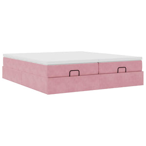Οθωμανικό κρεβάτι με στρώματα ροζ 160x200cm Velvet - Pakobazaar