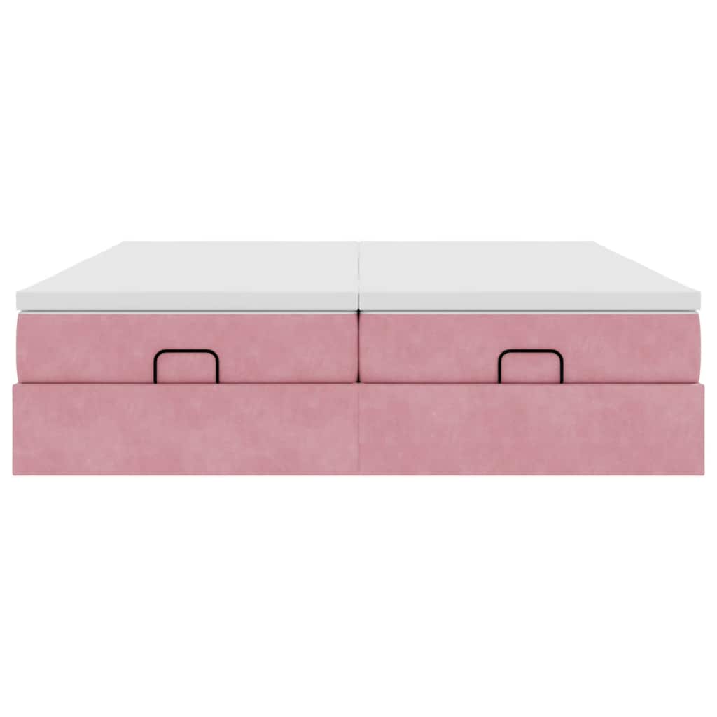 Οθωμανικό κρεβάτι με στρώματα ροζ 160x200cm Velvet - Pakobazaar