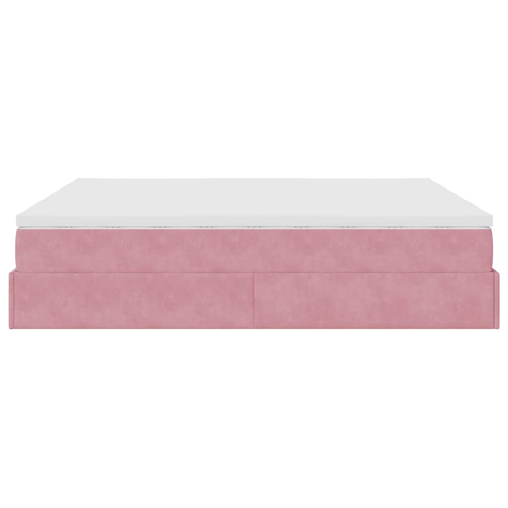 Οθωμανικό κρεβάτι με στρώματα ροζ 160x200cm Velvet - Pakobazaar