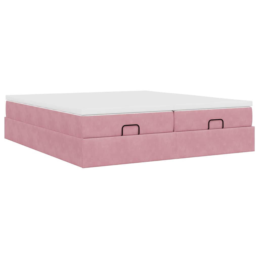 Οθωμανικό κρεβάτι με στρώματα ροζ 160x200cm Velvet - Pakobazaar