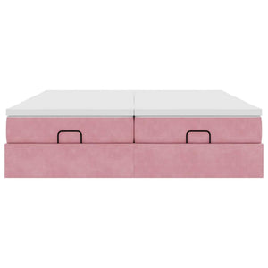 Οθωμανικό κρεβάτι με στρώματα ροζ 180x200cm Velvet - Pakobazaar