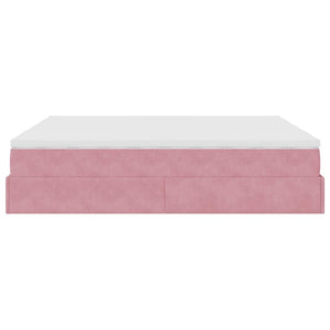 Οθωμανικό κρεβάτι με στρώματα ροζ 180x200cm Velvet - Pakobazaar