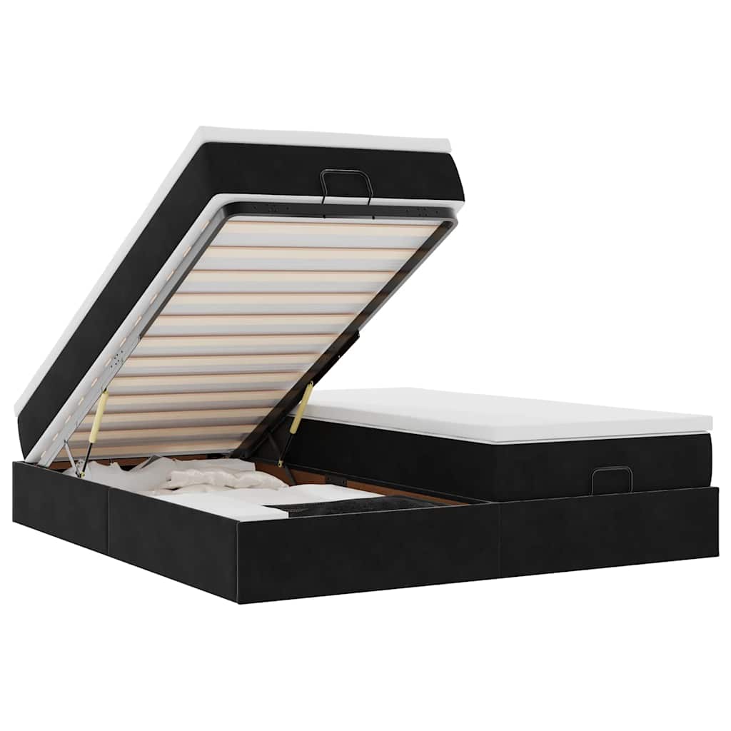 Οθωμανικό κρεβάτι με στρώματα Μαύρο 200x200cm Velvet - Pakobazaar