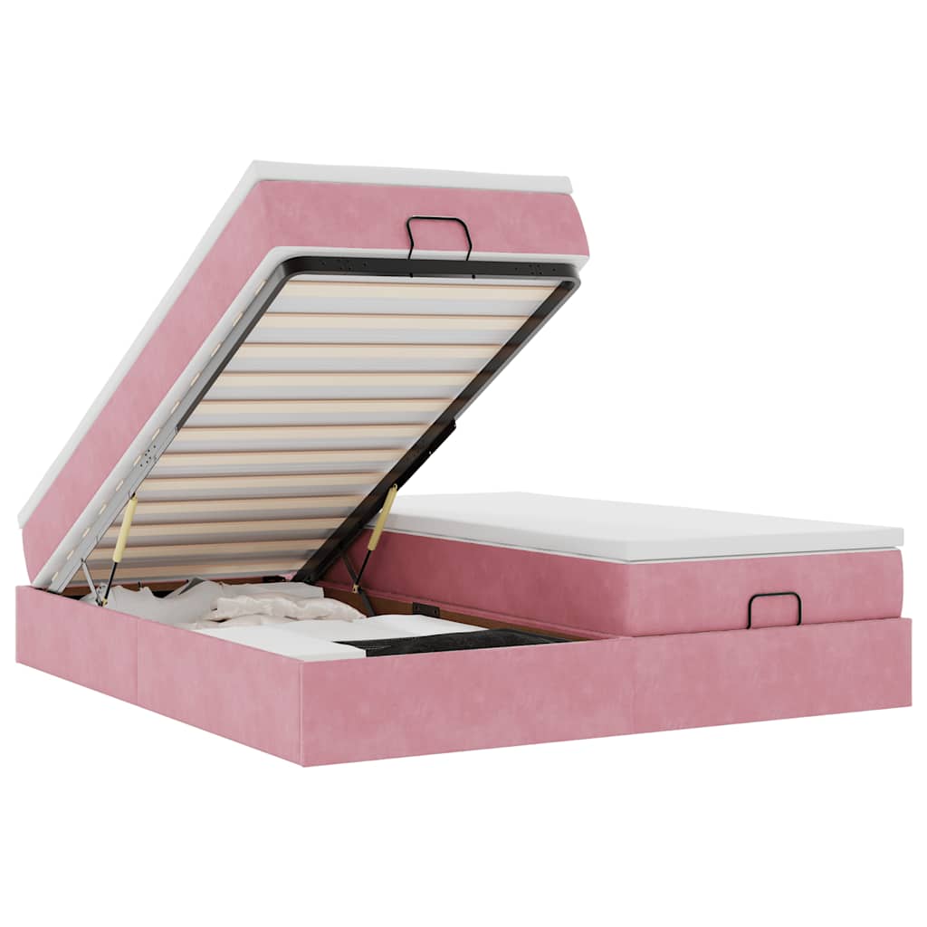 Οθωμανικό κρεβάτι με στρώματα ροζ 200x200cm Velvet - Pakobazaar