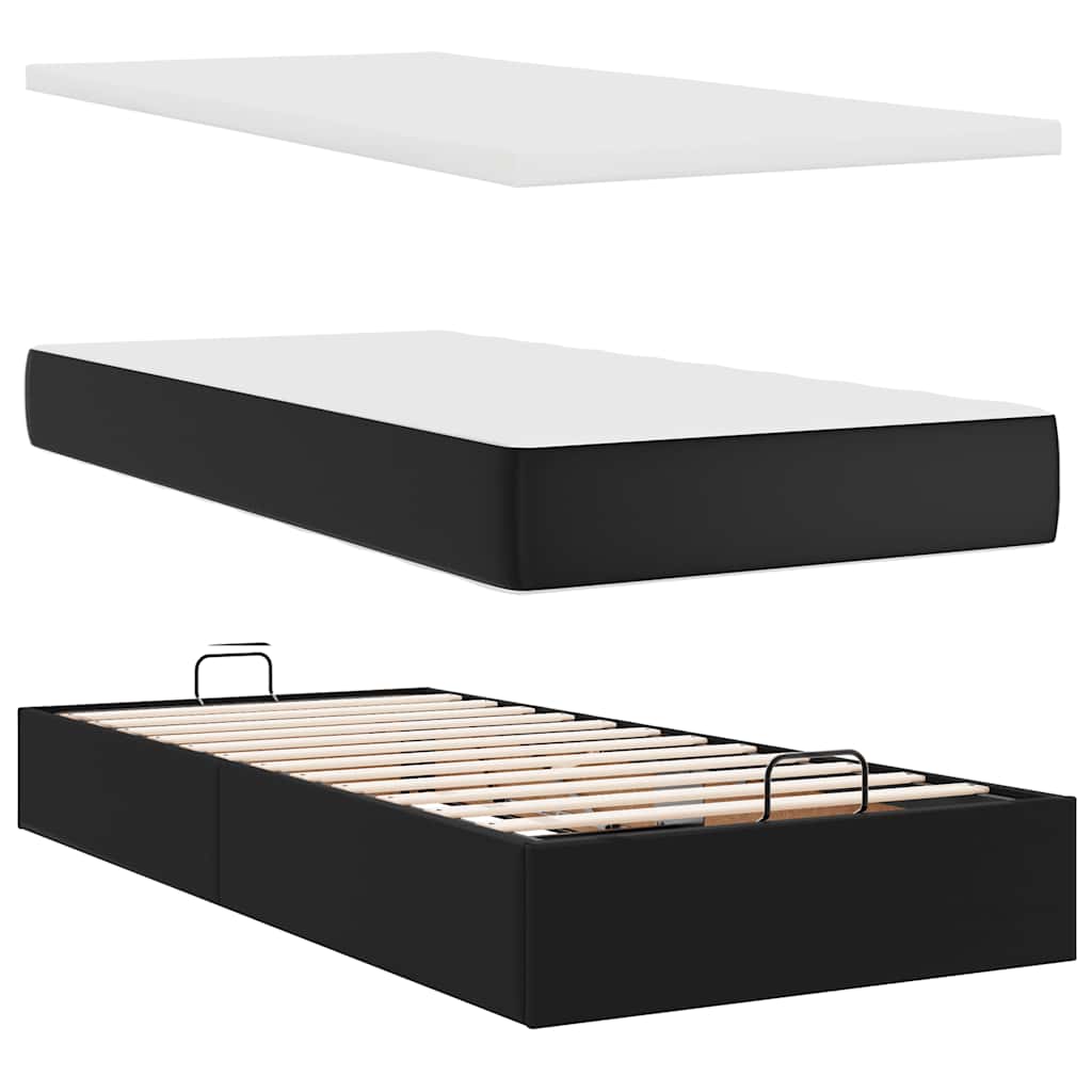Οθωμανικό κρεβάτι με στρώμα Μαύρο 80x200cm Faux Leather - Pakobazaar