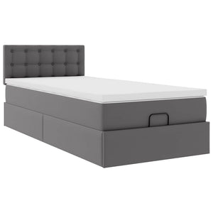 Οθωμανικό κρεβάτι με στρώμα Γκρι 80x200cm Faux Leather - Pakobazaar