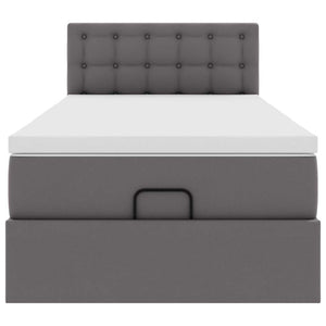 Οθωμανικό κρεβάτι με στρώμα Γκρι 80x200cm Faux Leather - Pakobazaar
