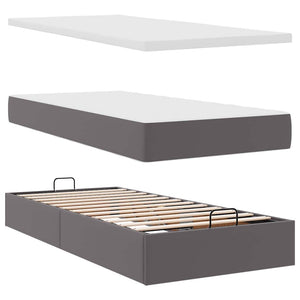 Οθωμανικό κρεβάτι με στρώμα Γκρι 80x200cm Faux Leather - Pakobazaar