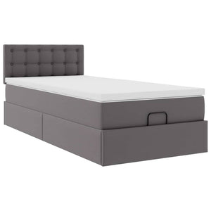 Οθωμανικό κρεβάτι με στρώμα Γκρι 90x190cm Faux Leather