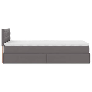 Οθωμανικό κρεβάτι με στρώμα Γκρι 90x190cm Faux Leather