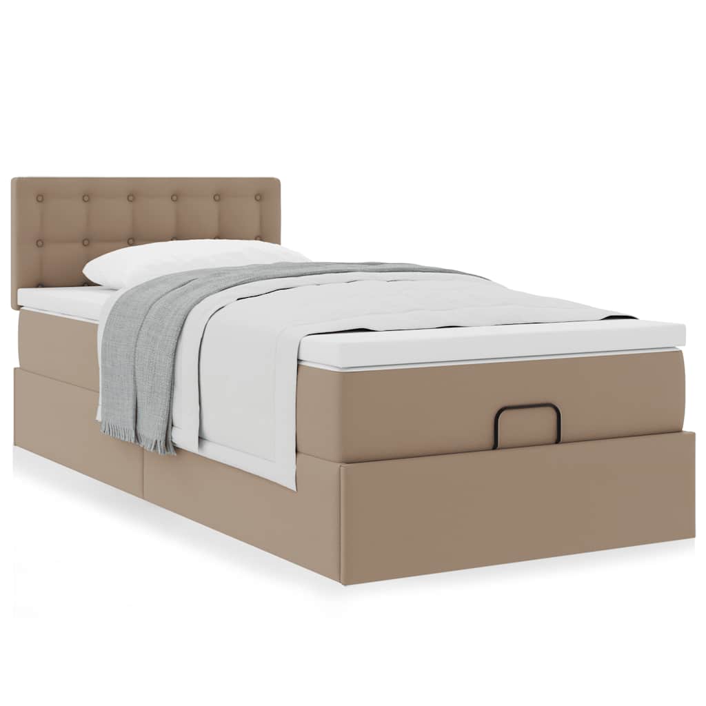 Οθωμανικό κρεβάτι με στρώμα Cappucino 90x190cm Faux Leather - Pakobazaar