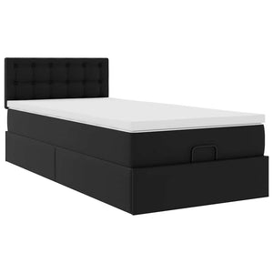 Οθωμανικό κρεβάτι με στρώμα Μαύρο 90x200cm Faux Leather