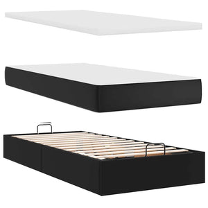 Οθωμανικό κρεβάτι με στρώμα Μαύρο 90x200cm Faux Leather
