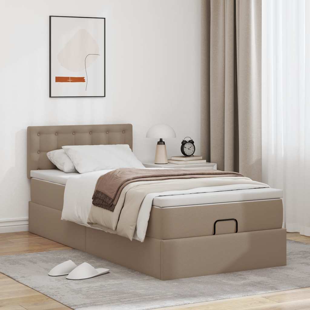 Οθωμανικό κρεβάτι με στρώμα Cappucino 90x200cm Faux Leather - Pakobazaar