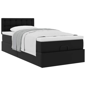 Οθωμανικό κρεβάτι με στρώμα Μαύρο 100x200cm Faux Leather - Pakobazaar