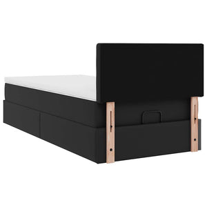 Οθωμανικό κρεβάτι με στρώμα Μαύρο 100x200cm Faux Leather - Pakobazaar