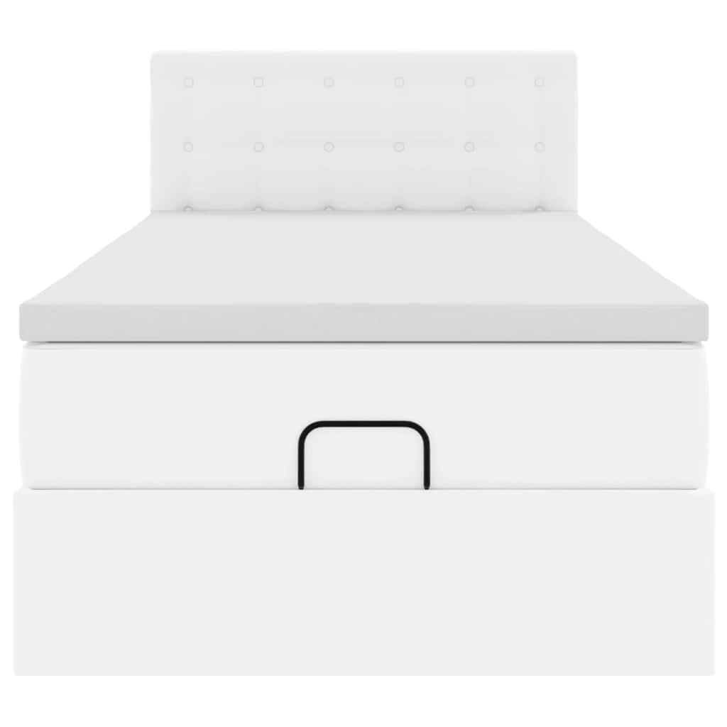 Οθωμανικό κρεβάτι με στρώμα Λευκό 100x200cm Faux Leather
