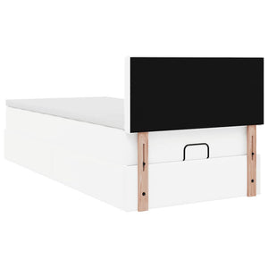 Οθωμανικό κρεβάτι με στρώμα Λευκό 100x200cm Faux Leather
