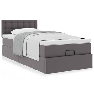 Οθωμανικό κρεβάτι με στρώμα Γκρι 100x200cm Faux Leather - Pakobazaar