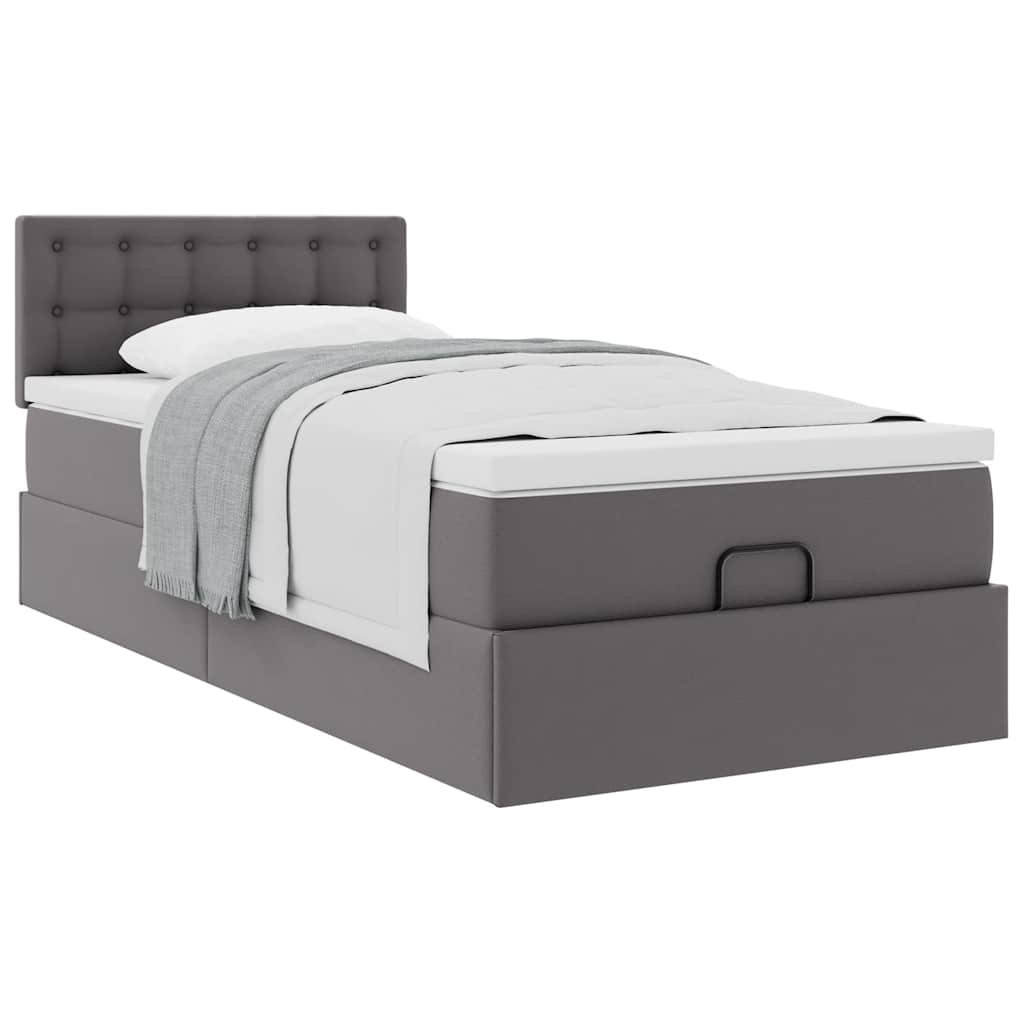 Οθωμανικό κρεβάτι με στρώμα Γκρι 100x200cm Faux Leather - Pakobazaar
