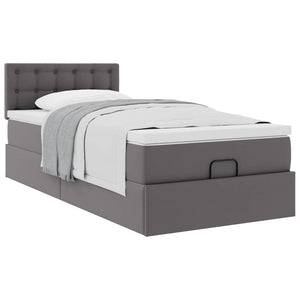 Οθωμανικό κρεβάτι με στρώμα Γκρι 100x200cm Faux Leather - Pakobazaar
