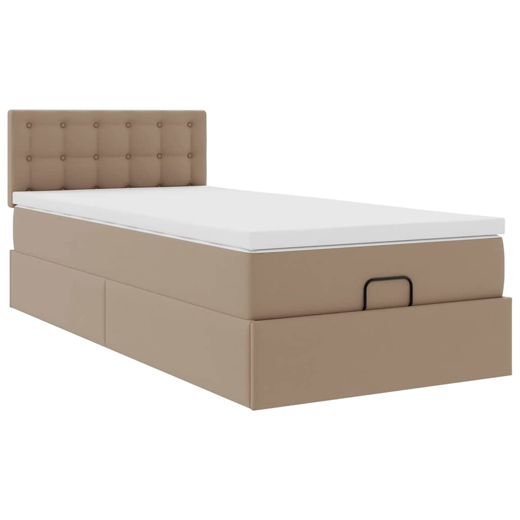 Οθωμανικό κρεβάτι με στρώμα Cappucino 100x200cm Faux Leather - Pakobazaar