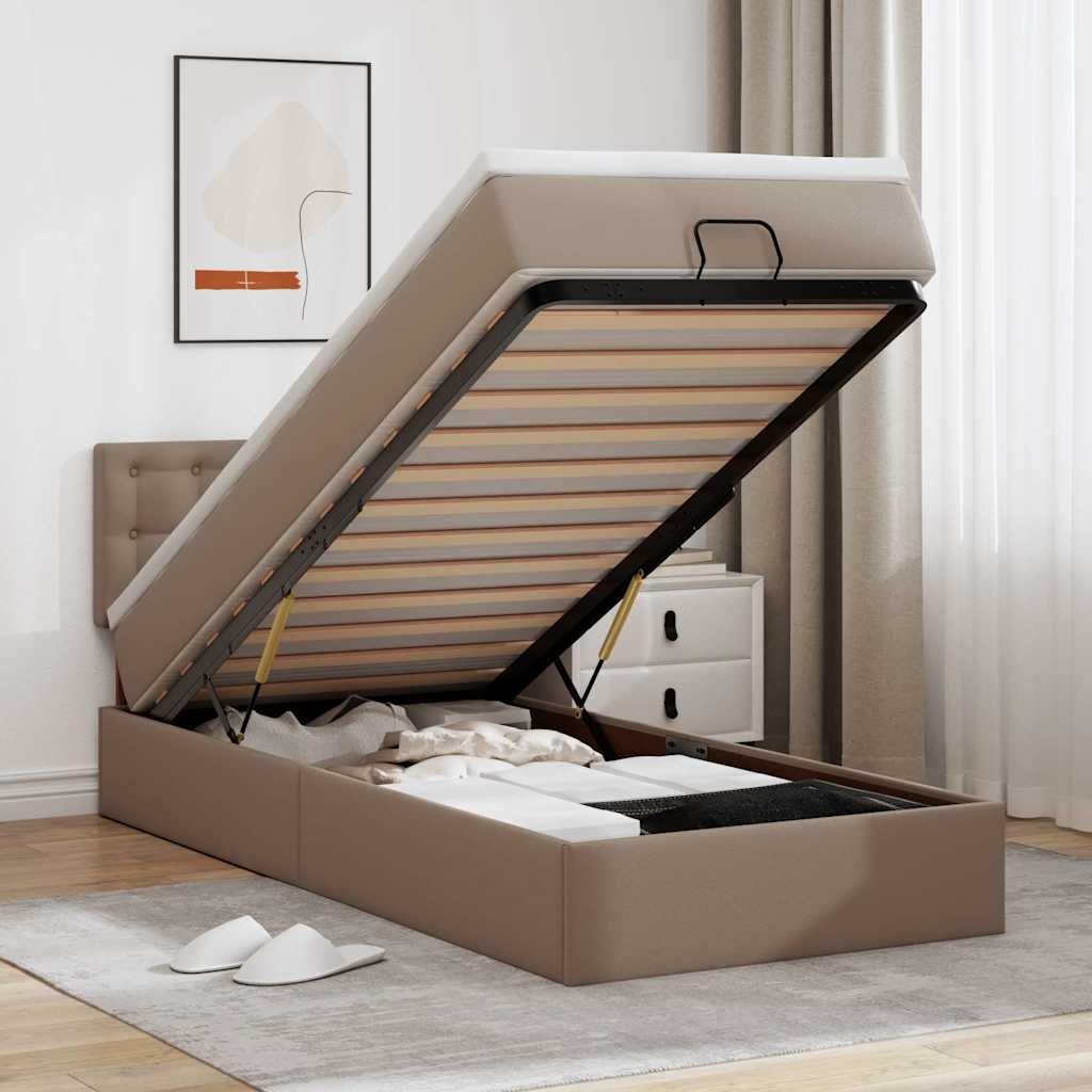 Οθωμανικό κρεβάτι με στρώμα Cappucino 100x200cm Faux Leather - Pakobazaar