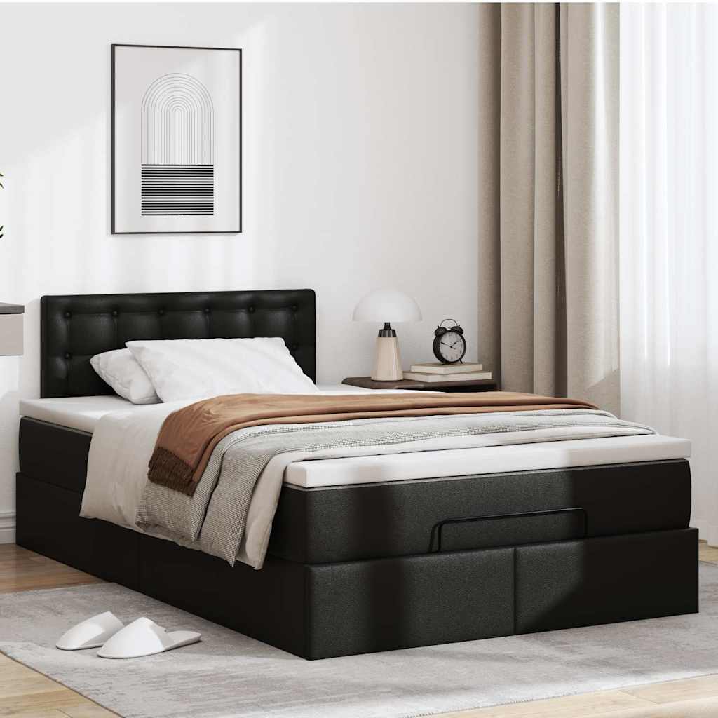 Οθωμανικό κρεβάτι με στρώμα Μαύρο 120x190 cm Faux Leather - Pakobazaar