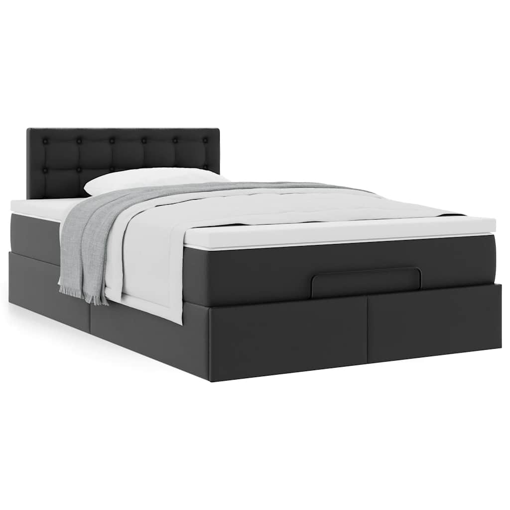 Οθωμανικό κρεβάτι με στρώμα Μαύρο 120x190 cm Faux Leather - Pakobazaar