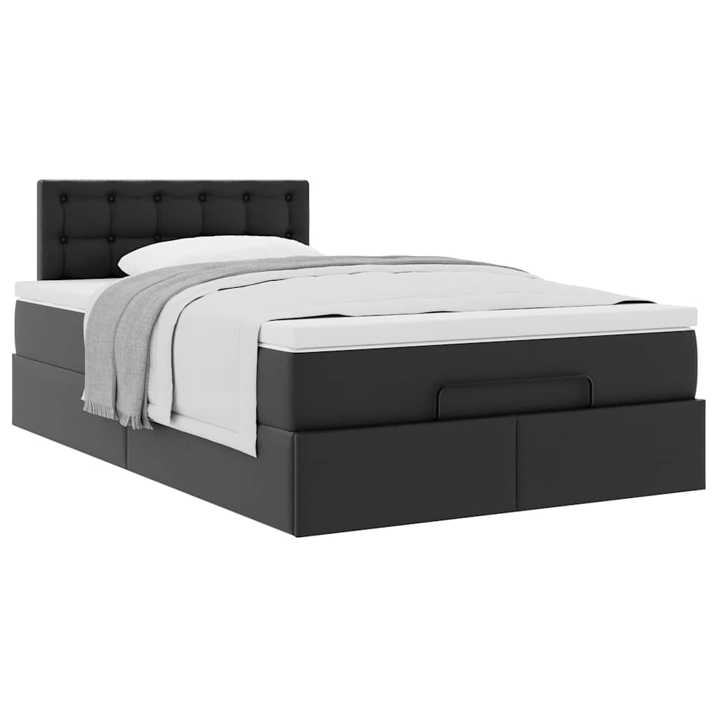 Οθωμανικό κρεβάτι με στρώμα Μαύρο 120x190 cm Faux Leather - Pakobazaar
