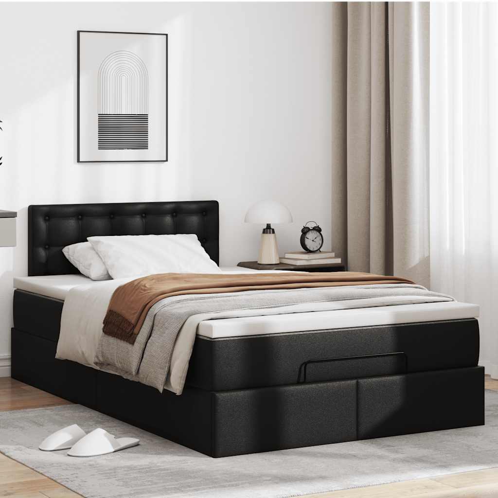 Οθωμανικό κρεβάτι με στρώμα Μαύρο 120x200 cm Faux Leather - Pakobazaar