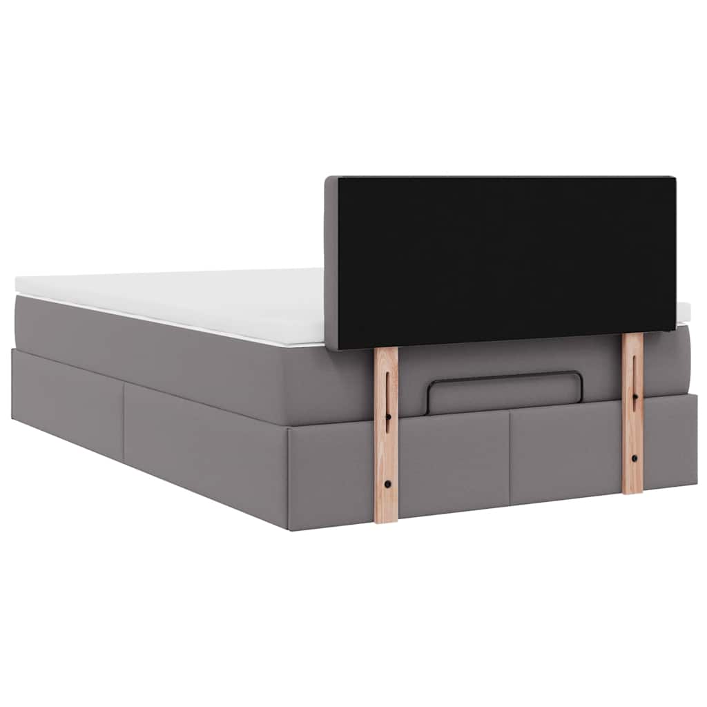Οθωμανικό κρεβάτι με στρώμα Γκρι 120x200cm Faux Leather