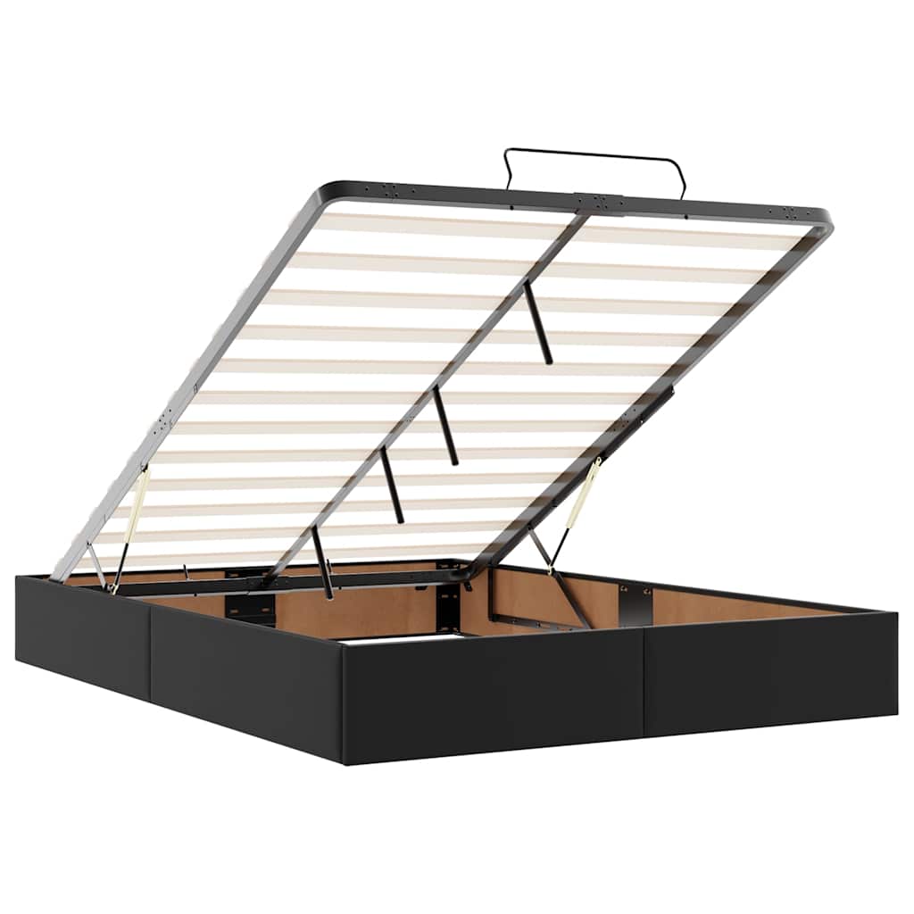 Οθωμανικό κρεβάτι με στρώμα Μαύρο 140x190cm Συνθετικό δέρμα - Pakobazaar