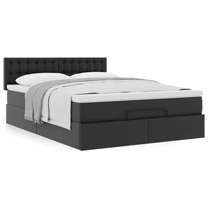 Οθωμανικό κρεβάτι με στρώμα Μαύρο 140x190cm Συνθετικό δέρμα - Pakobazaar