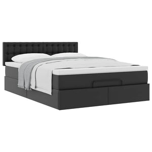 Οθωμανικό κρεβάτι με στρώμα Μαύρο 140x190cm Συνθετικό δέρμα - Pakobazaar