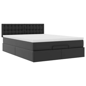 Οθωμανικό κρεβάτι με στρώμα Μαύρο 140x190cm Συνθετικό δέρμα - Pakobazaar