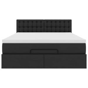 Οθωμανικό κρεβάτι με στρώμα Μαύρο 140x190cm Συνθετικό δέρμα - Pakobazaar