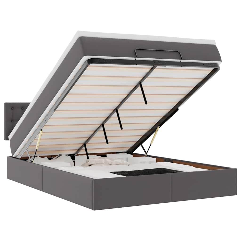 Οθωμανικό κρεβάτι με στρώμα Γκρι 140x190cm Faux Leather - Pakobazaar