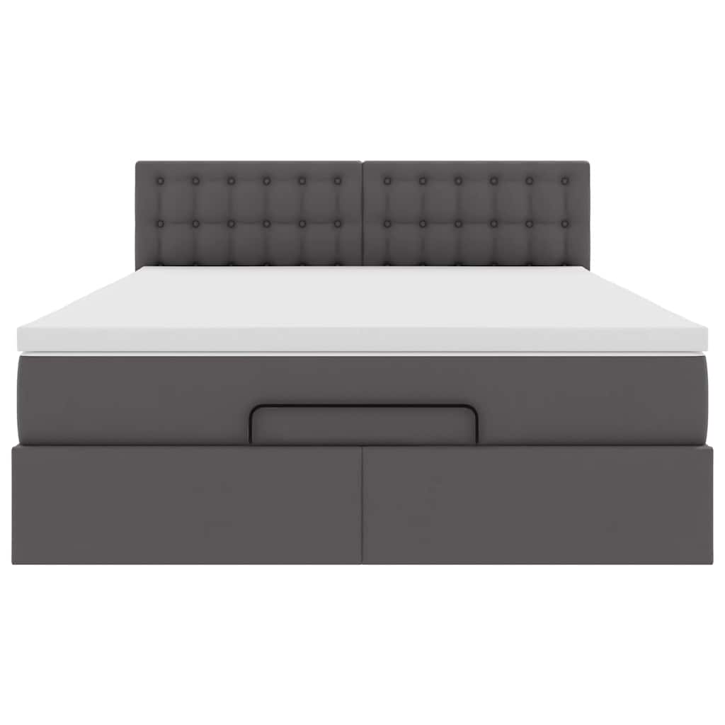 Οθωμανικό κρεβάτι με στρώμα Γκρι 140x190cm Faux Leather - Pakobazaar