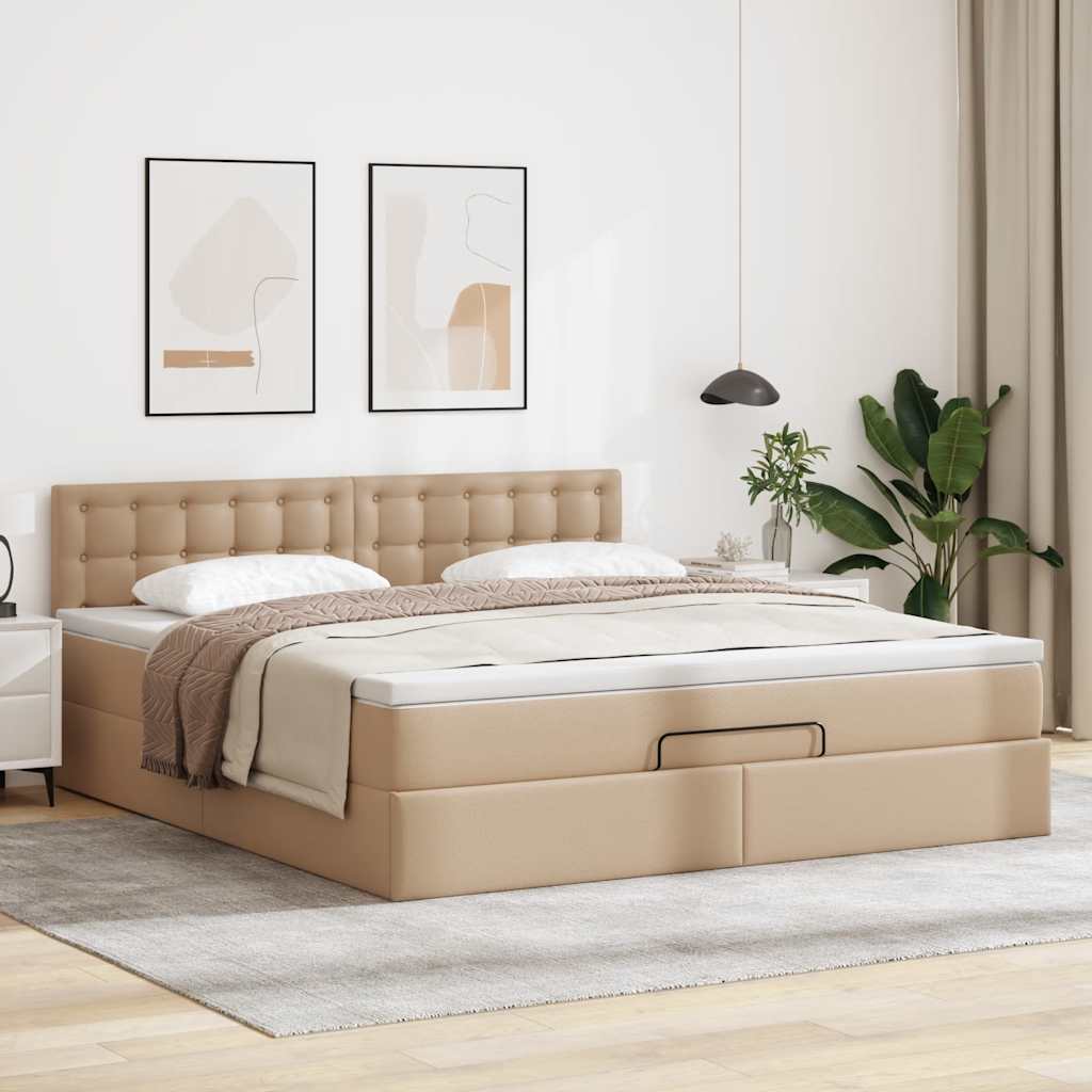 Οθωμανικό κρεβάτι με στρώμα Cappucino 140x190cm Faux Leather - Pakobazaar