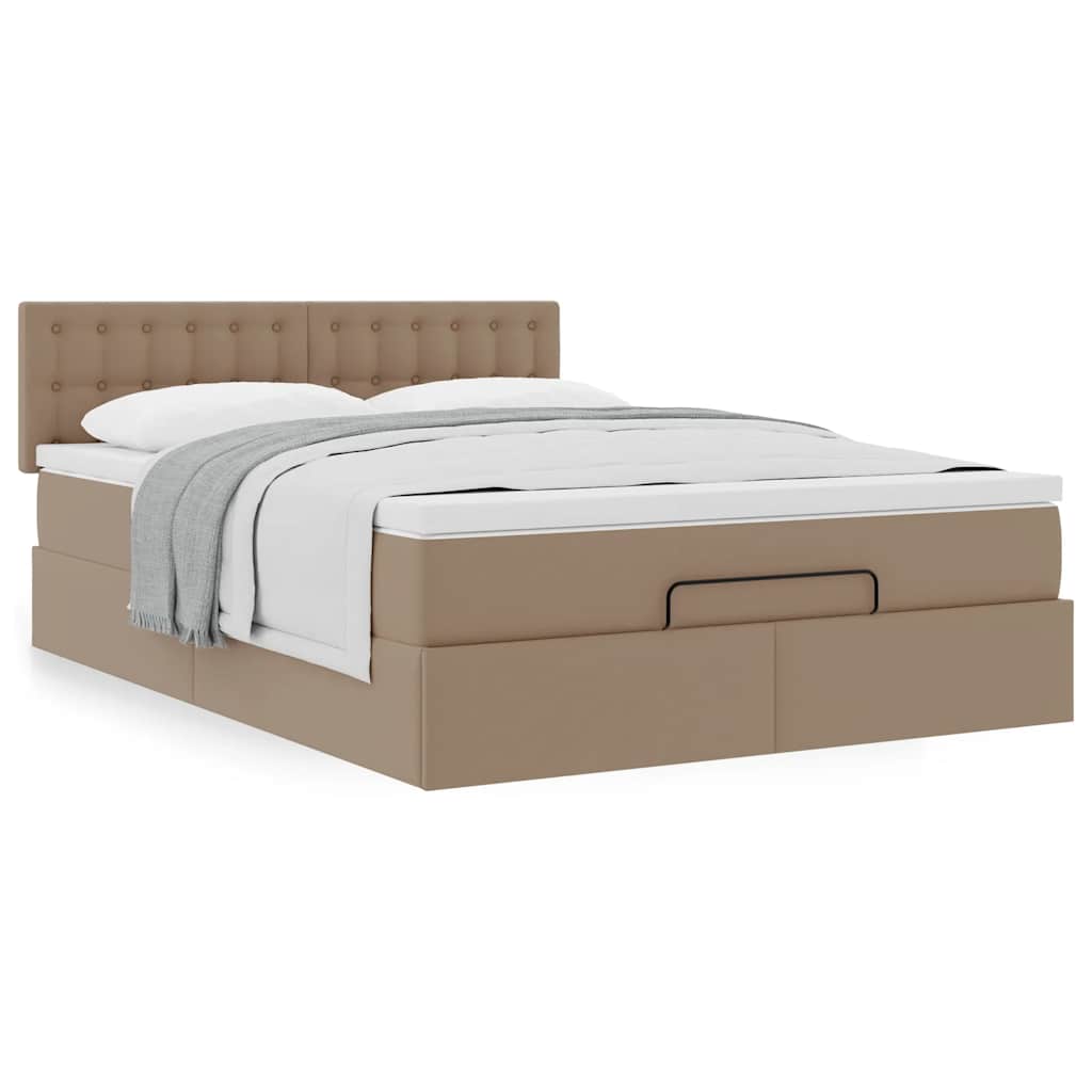 Οθωμανικό κρεβάτι με στρώμα Cappucino 140x190cm Faux Leather - Pakobazaar