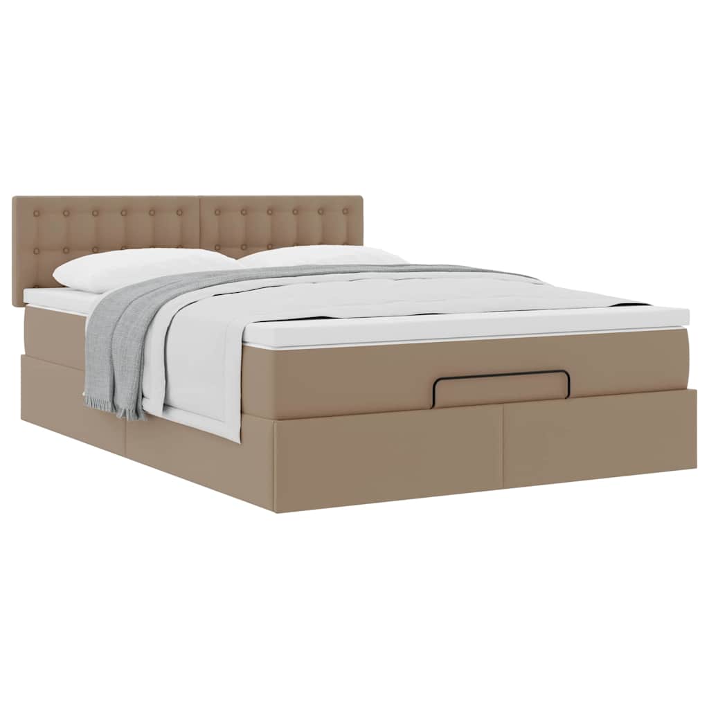 Οθωμανικό κρεβάτι με στρώμα Cappucino 140x190cm Faux Leather - Pakobazaar