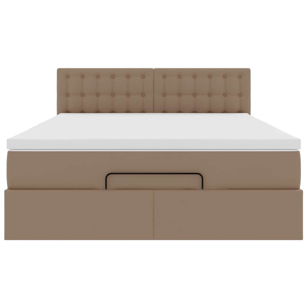 Οθωμανικό κρεβάτι με στρώμα Cappucino 140x190cm Faux Leather - Pakobazaar