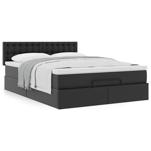 Οθωμανικό κρεβάτι με στρώμα Μαύρο 140x200cm Faux Leather - Pakobazaar