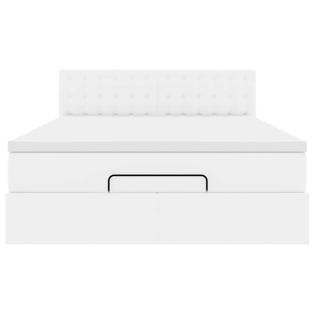 Οθωμανικό κρεβάτι με στρώμα Λευκό 140x200cm Faux Leather - Pakobazaar