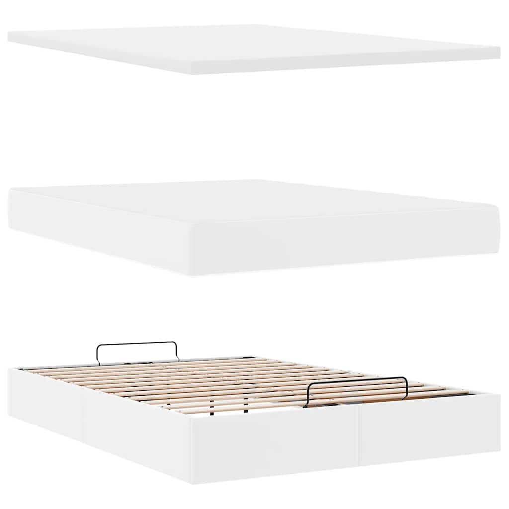 Οθωμανικό κρεβάτι με στρώμα Λευκό 140x200cm Faux Leather - Pakobazaar