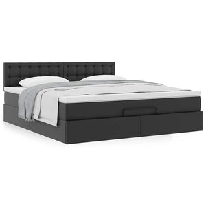 Οθωμανικό κρεβάτι με στρώμα Μαύρο 160x200cm Faux Leather - Pakobazaar