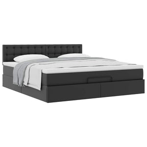 Οθωμανικό κρεβάτι με στρώμα Μαύρο 160x200cm Faux Leather - Pakobazaar